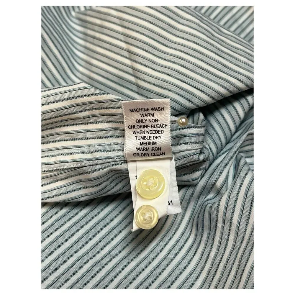 New Banana Republic Shirt Mens M Slim Fit Striped Button Up Long Sleeve Green
